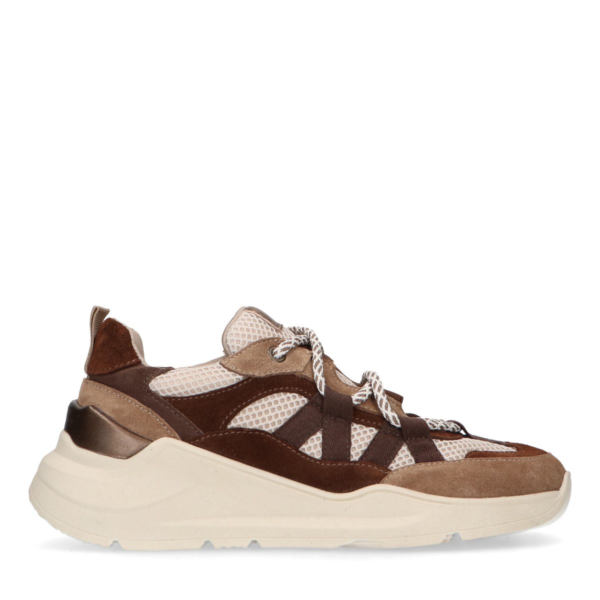 Camelfarbene Dad-Sneaker mit braunen Details