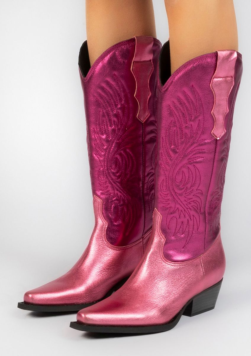 Roze metallic cowboylaarzen (Maat 40)