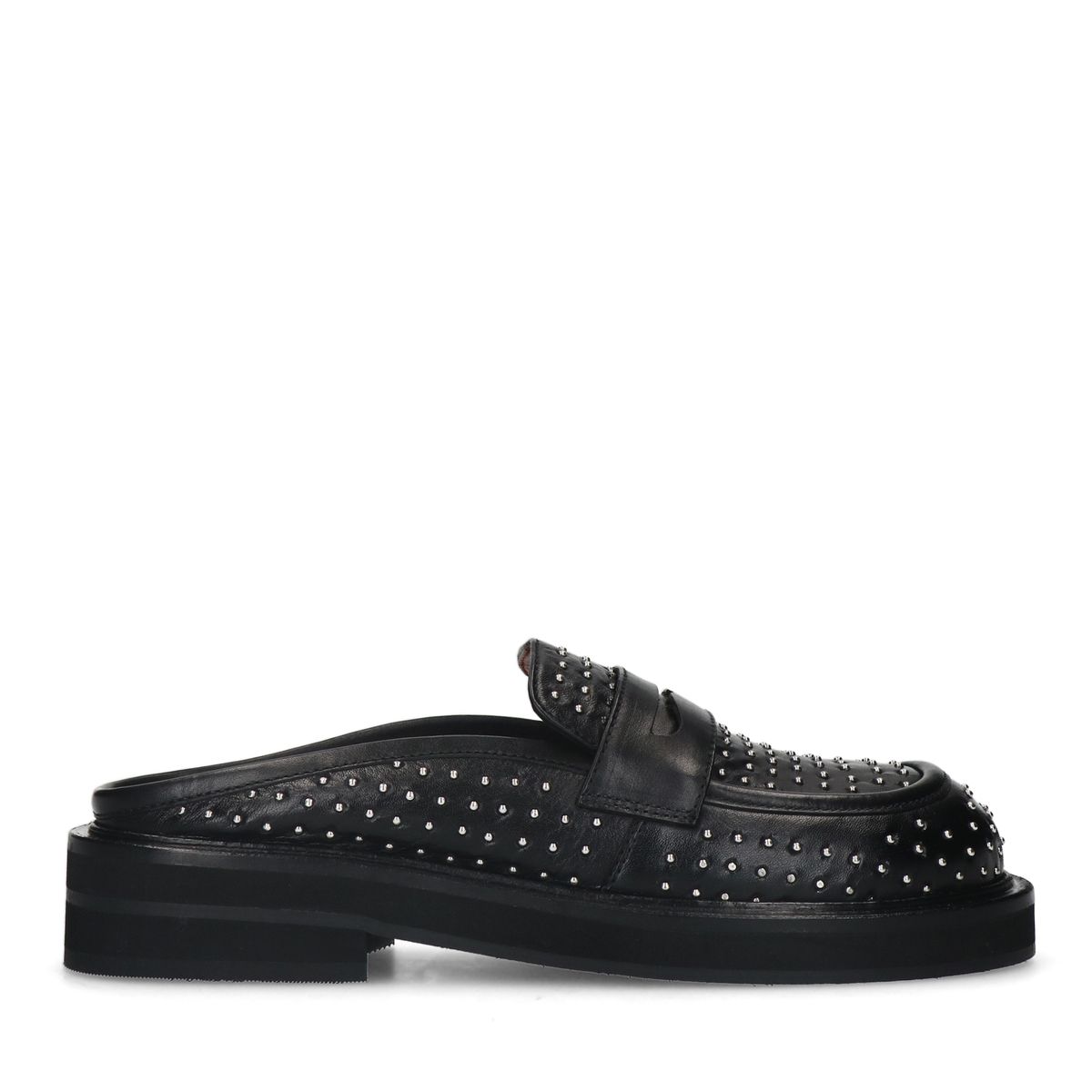 chaussures slip-on en cuir avec clous - noir (maat 38)