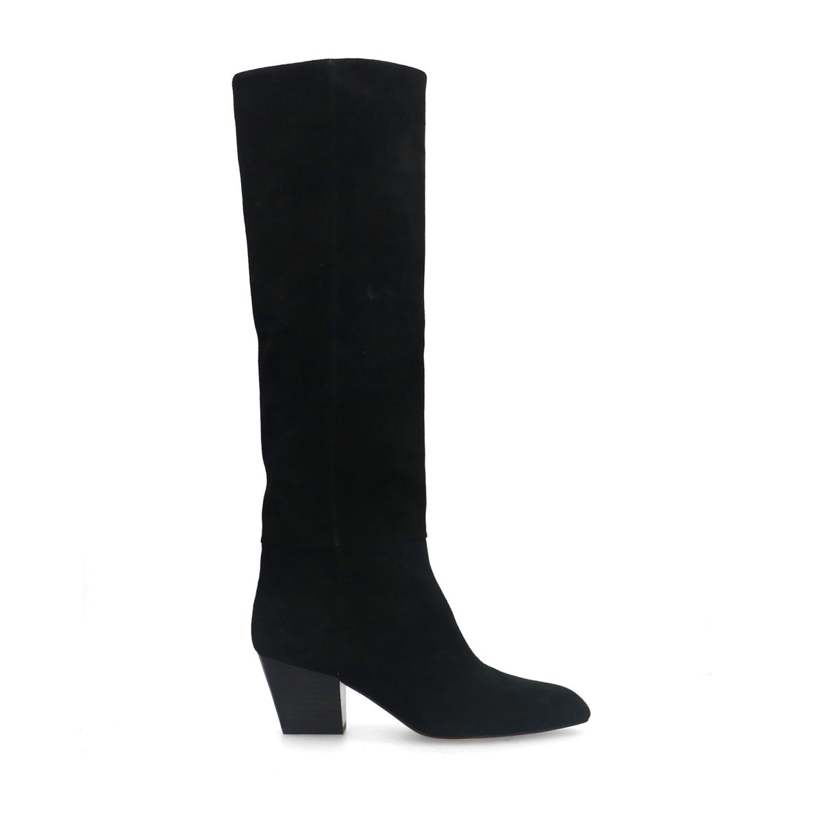 Schwarze Veloursleder-Stiefel mit Absatz
