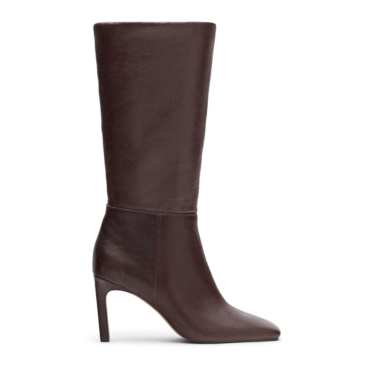 Dunkelbraune Veloursleder-Stiefel mit Absatz