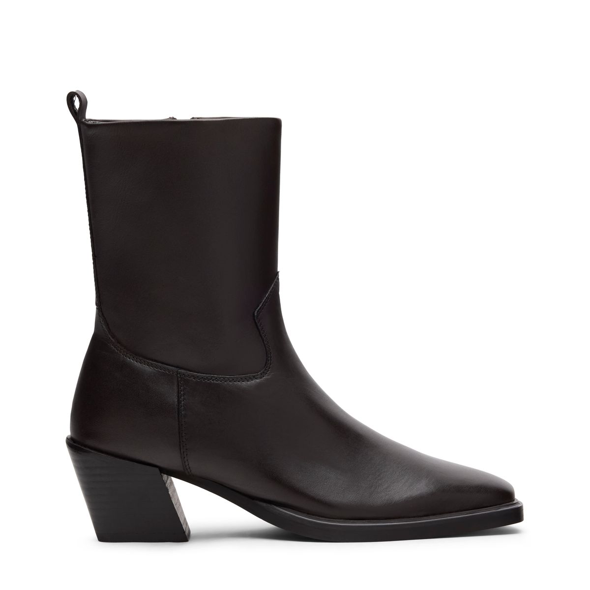 Dunkelbraune Lederstiefeletten mit Absatz