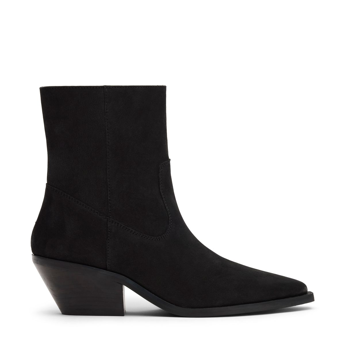 Schwarze Nubuk-Stiefeletten mit Absatz