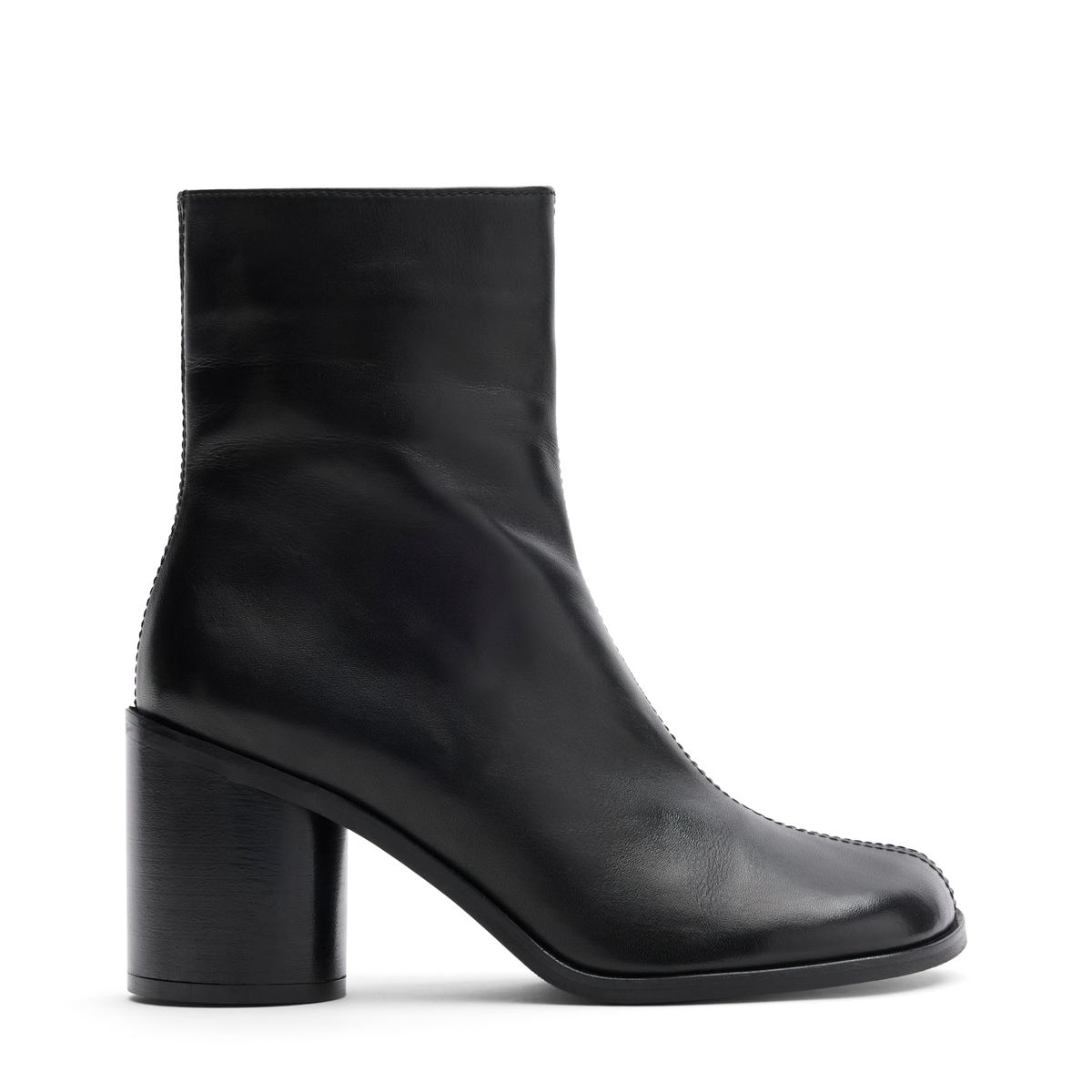 Schwarze Lederstiefeletten mit eckiger Kappe