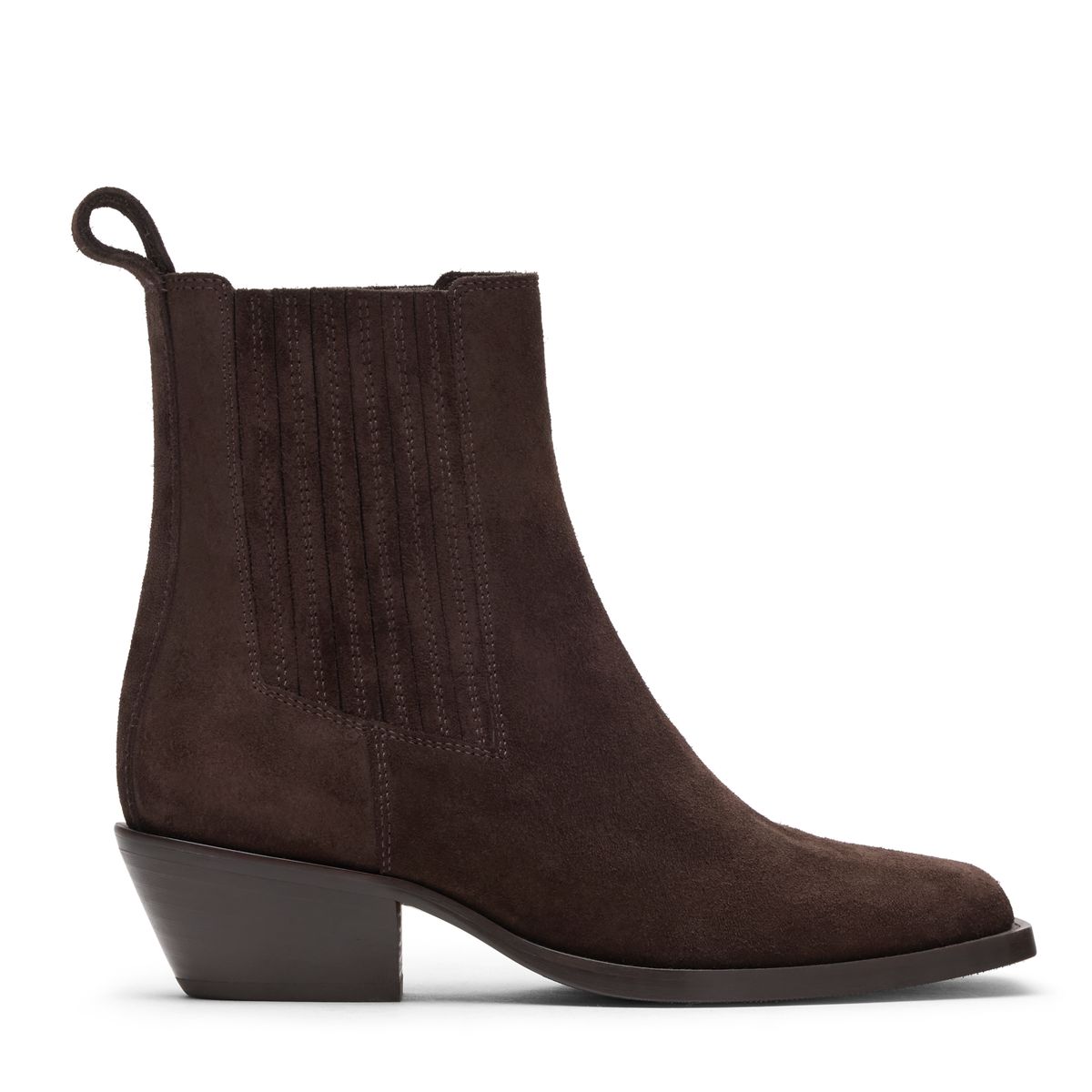 Dunkelbraune Cowboystiefeletten aus Veloursleder