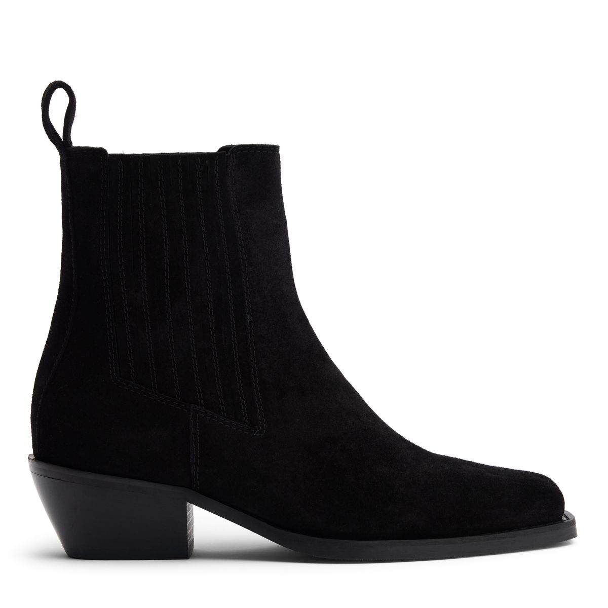 Schwarze Cowboystiefeletten aus Leder