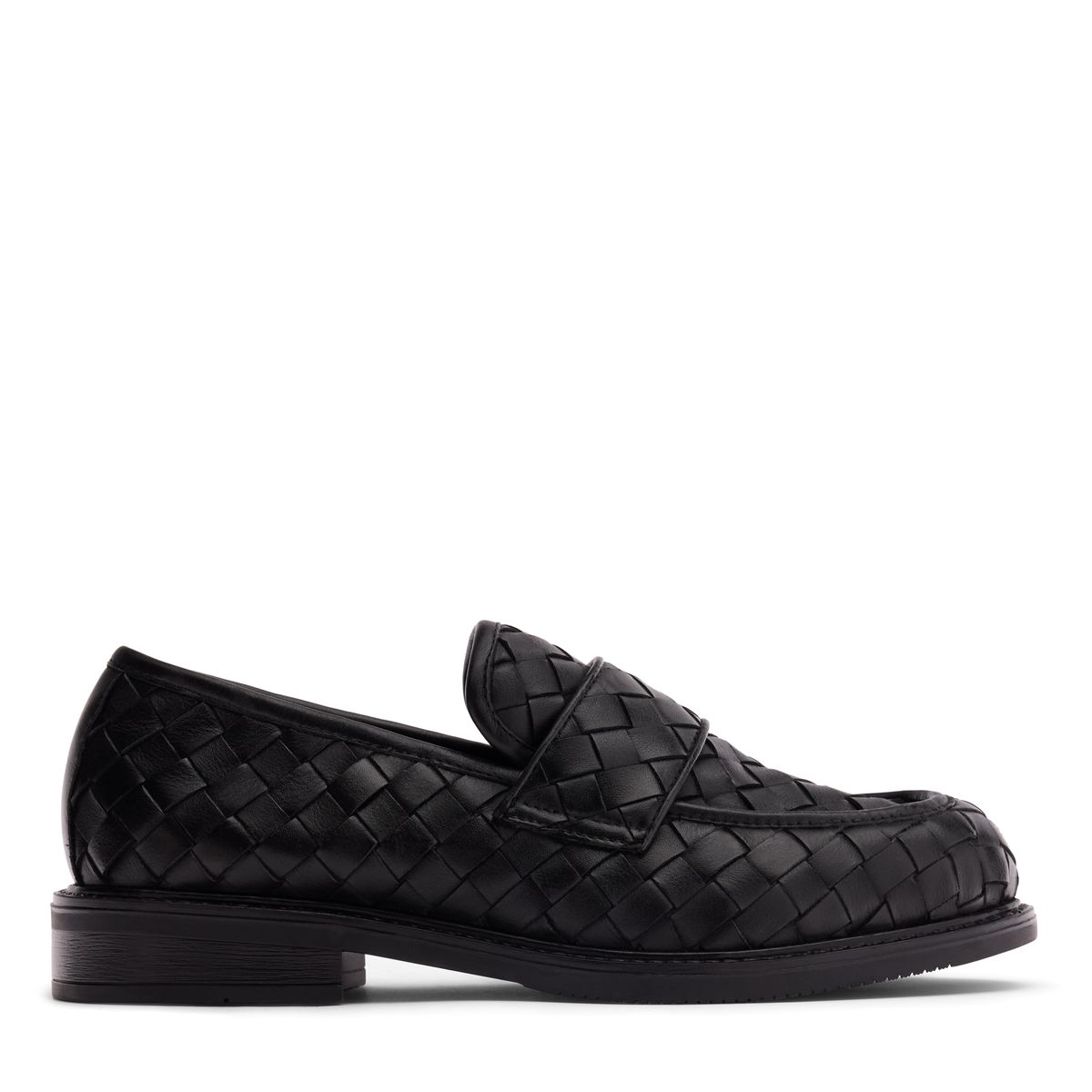 Zwarte leren gevlochten loafers