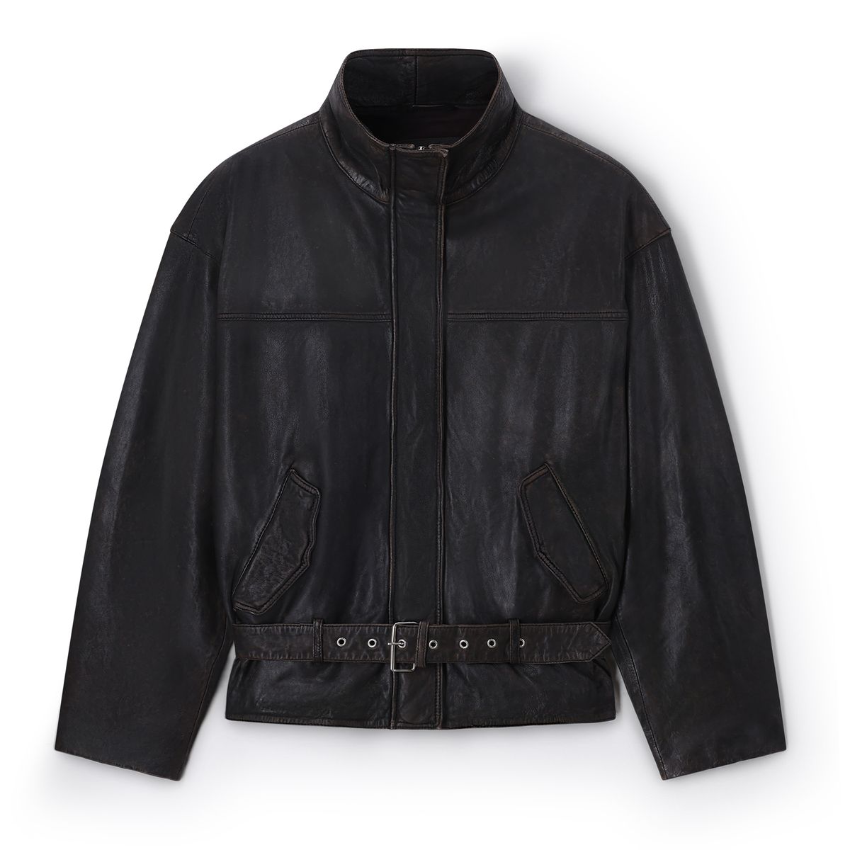 Dunkelbraune Bikerjacke aus Leder