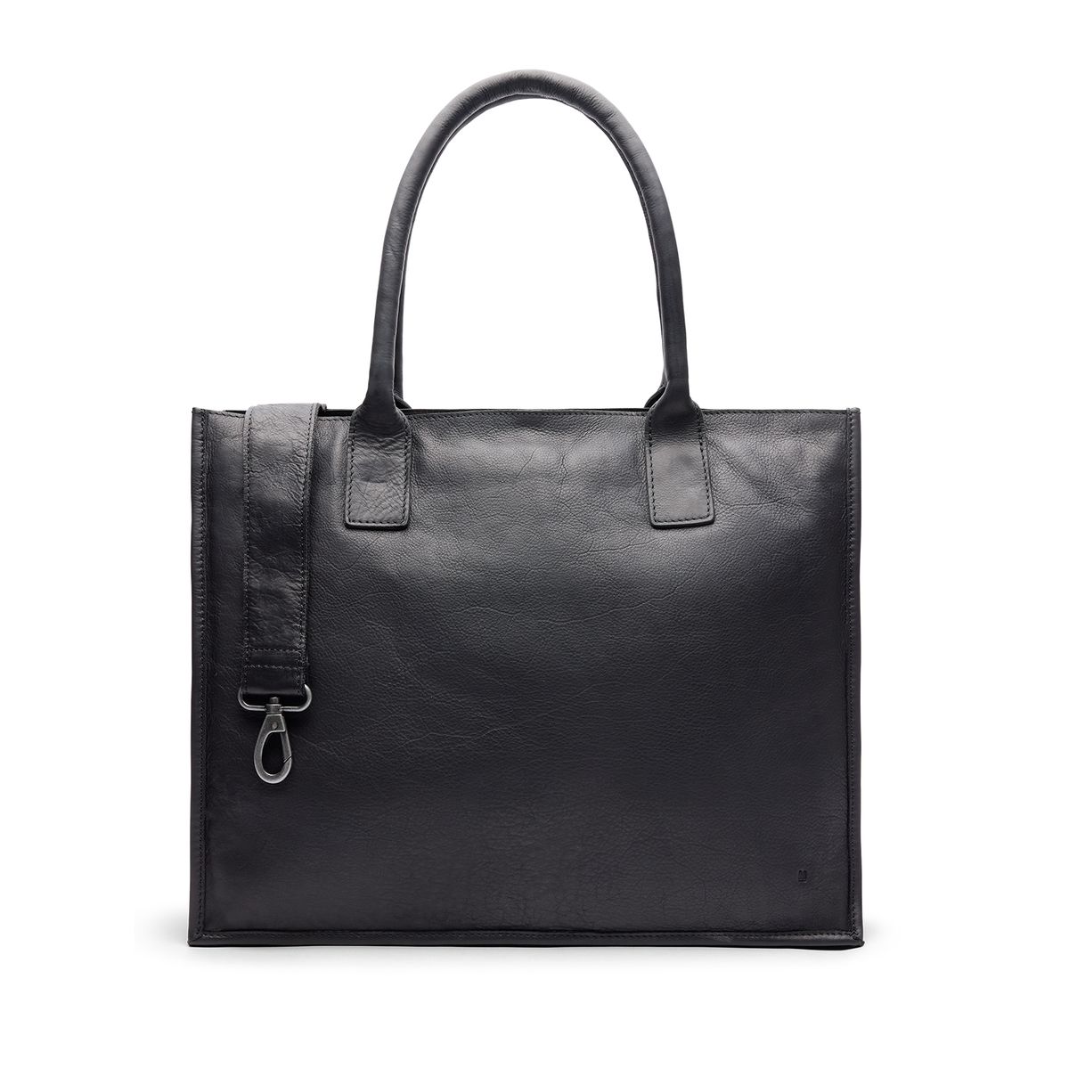 Zwarte leren shopper