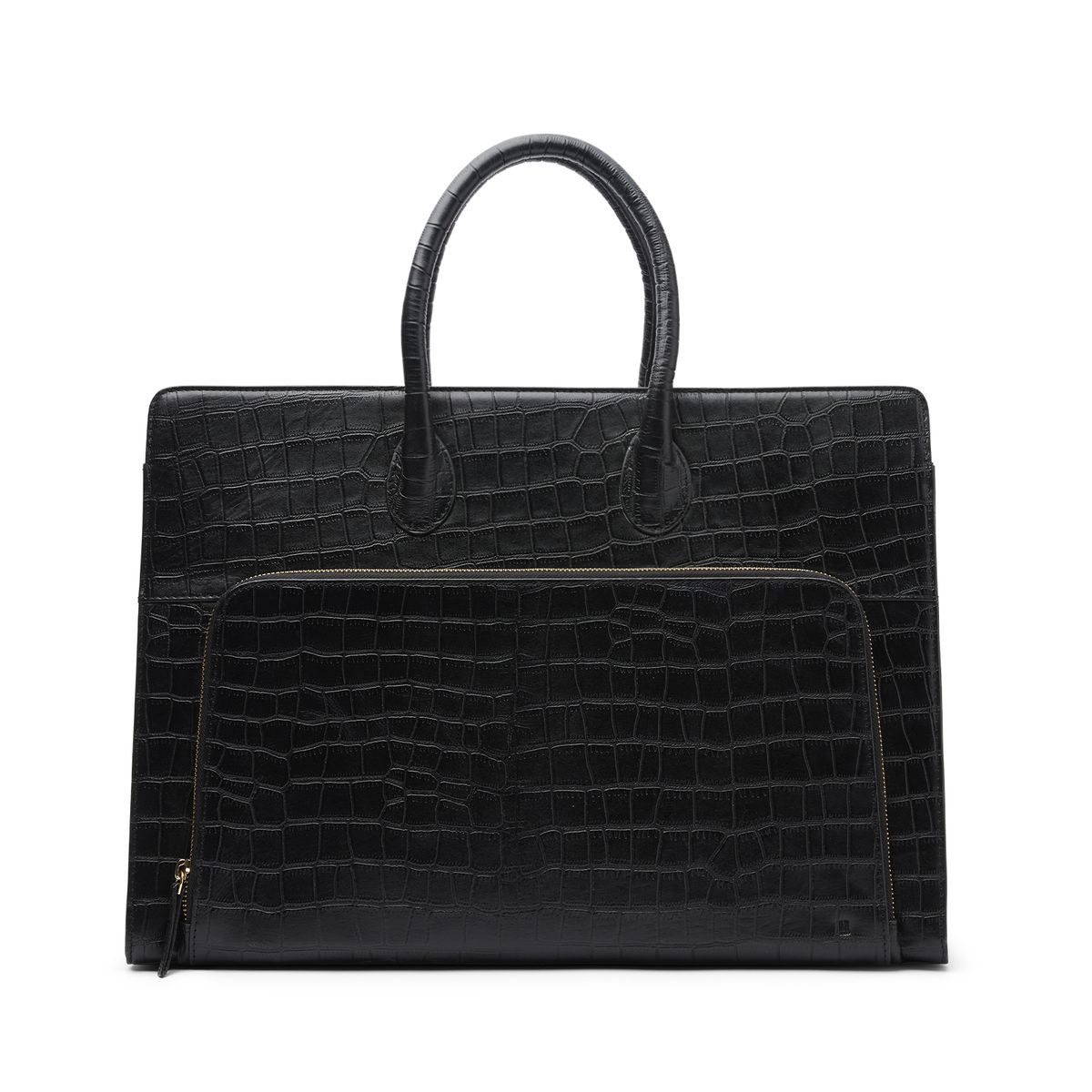 Zwarte leren croco shopper