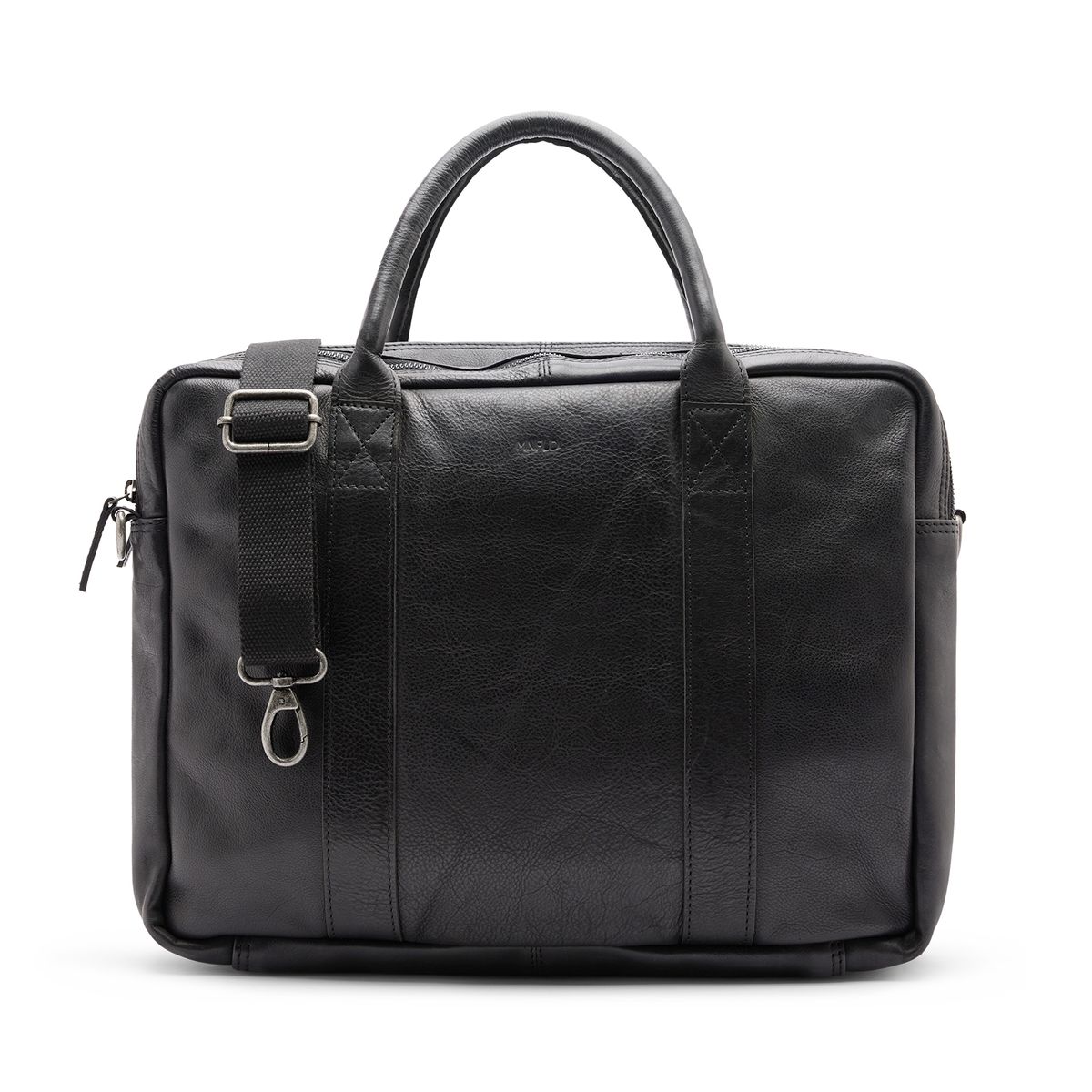 Zwarte leren laptoptas