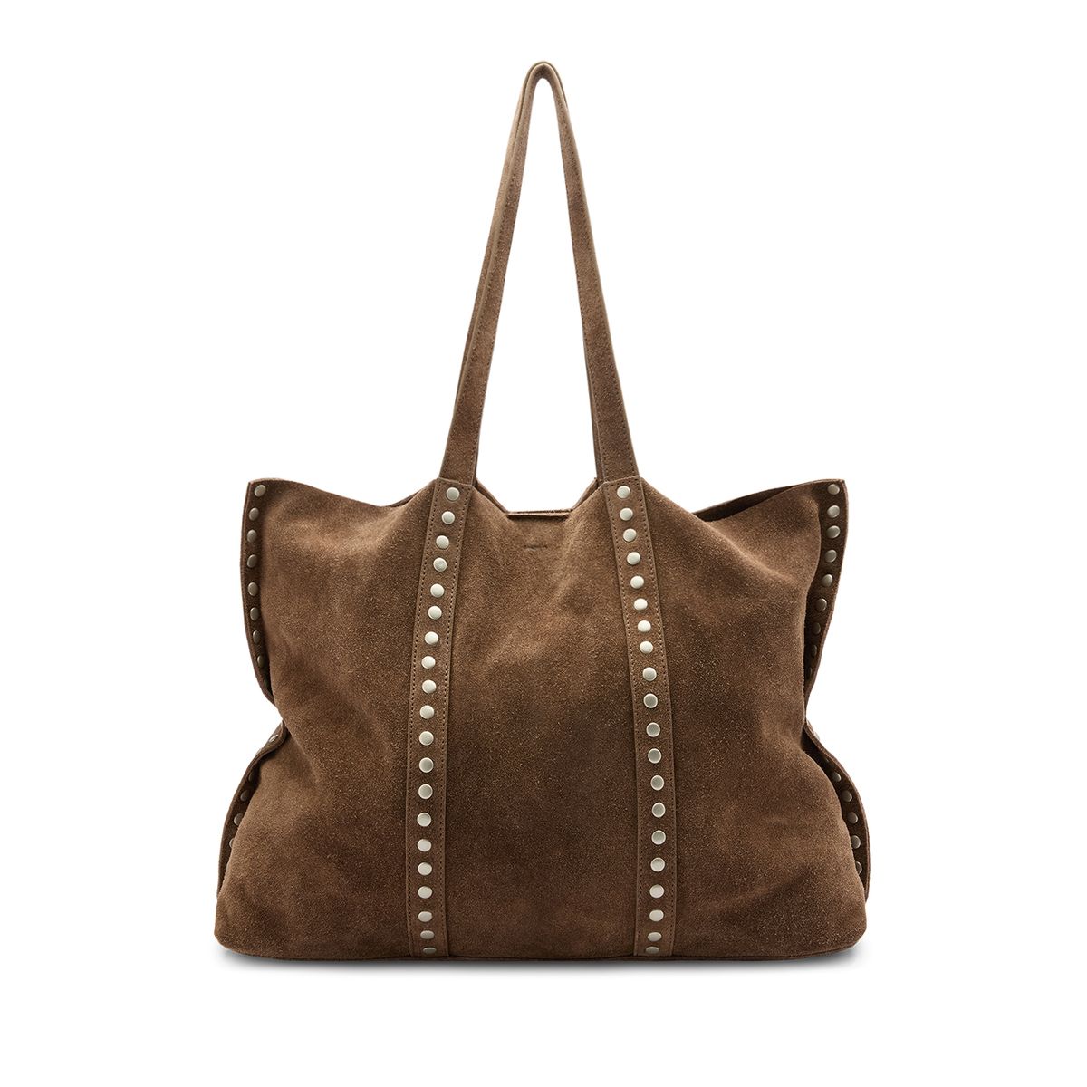 Bruine suède shopper met studs