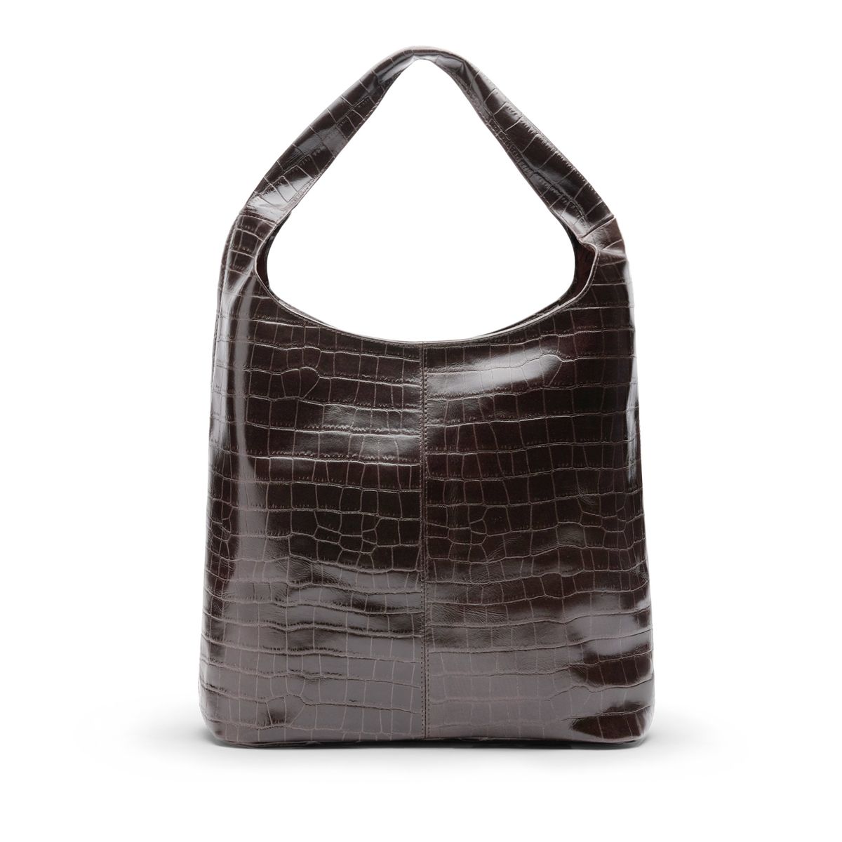 Manfield Dunkelbrauner Kroko-Shopper Aus Leder