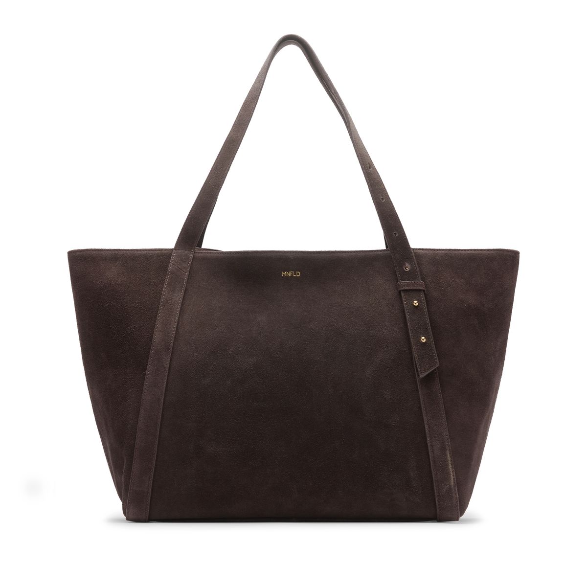 Manfield Dunkelbrauner Veloursleder-Shopper