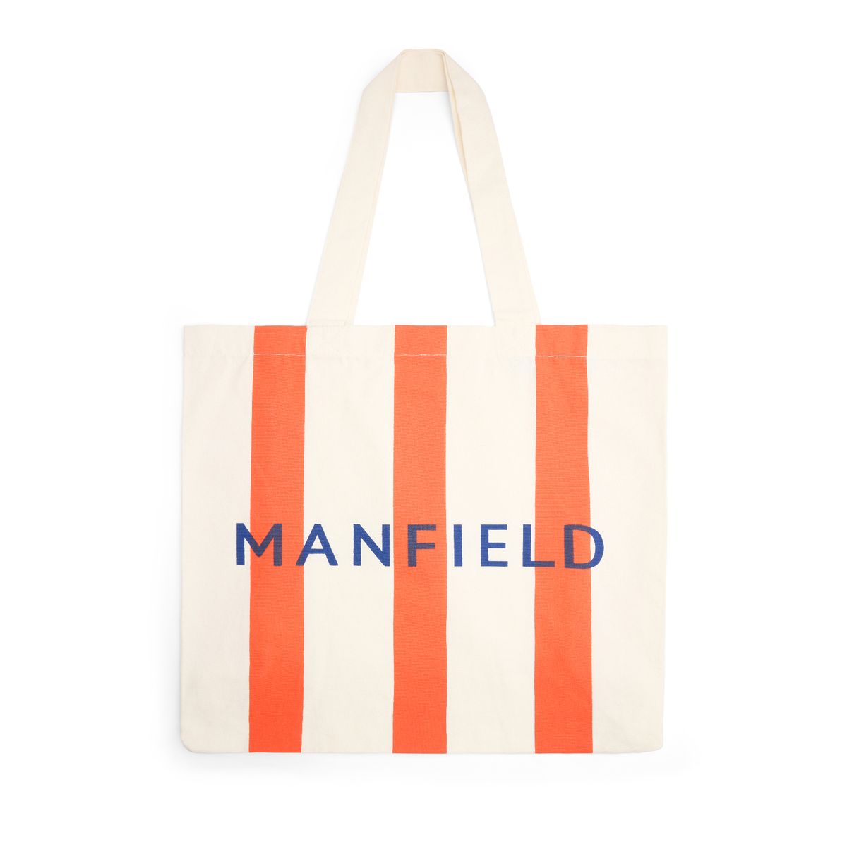 Oranje en wit gestreepte Manfield shopper
