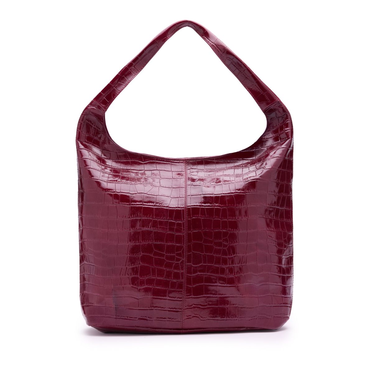 Manfield Burgundy Leren Croco Schoudertas