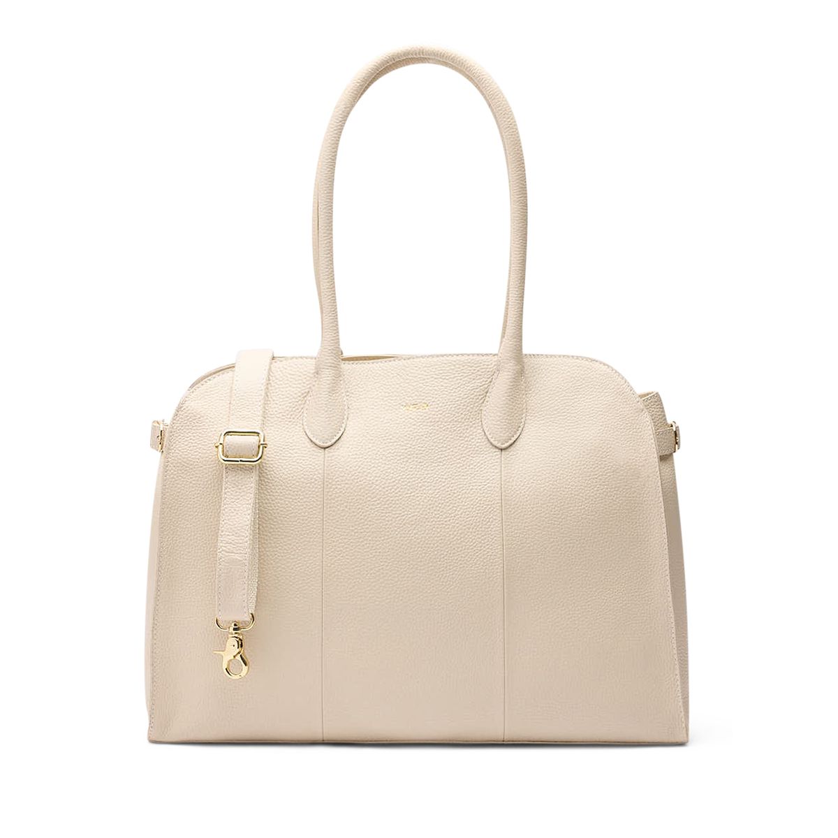 Off white leren shopper