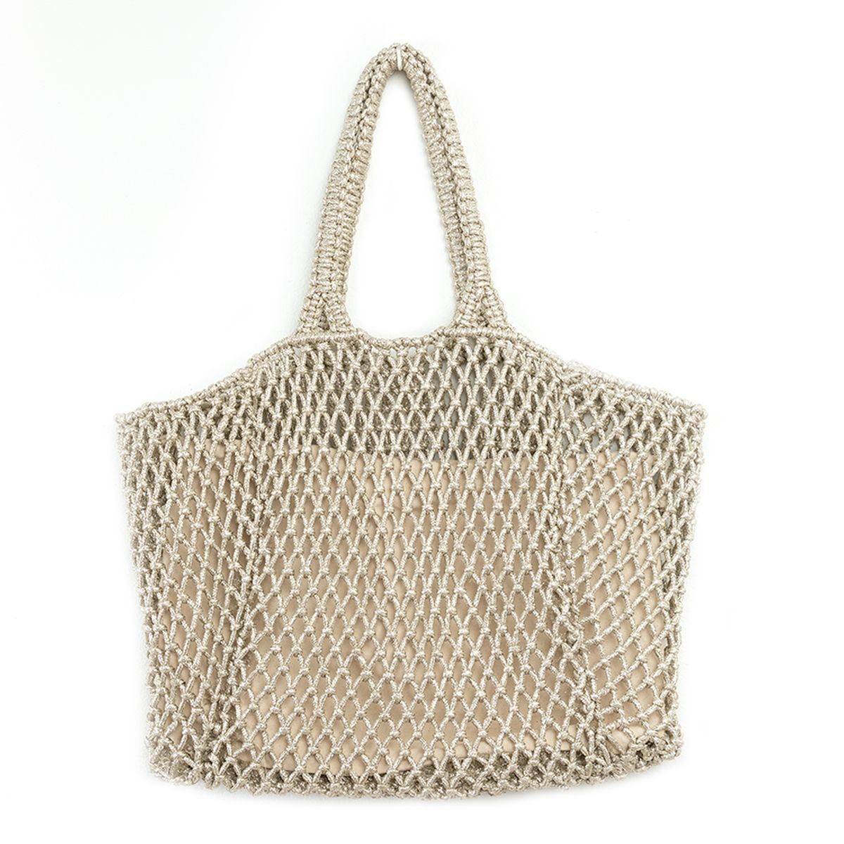 Zilveren gevlochten shopper