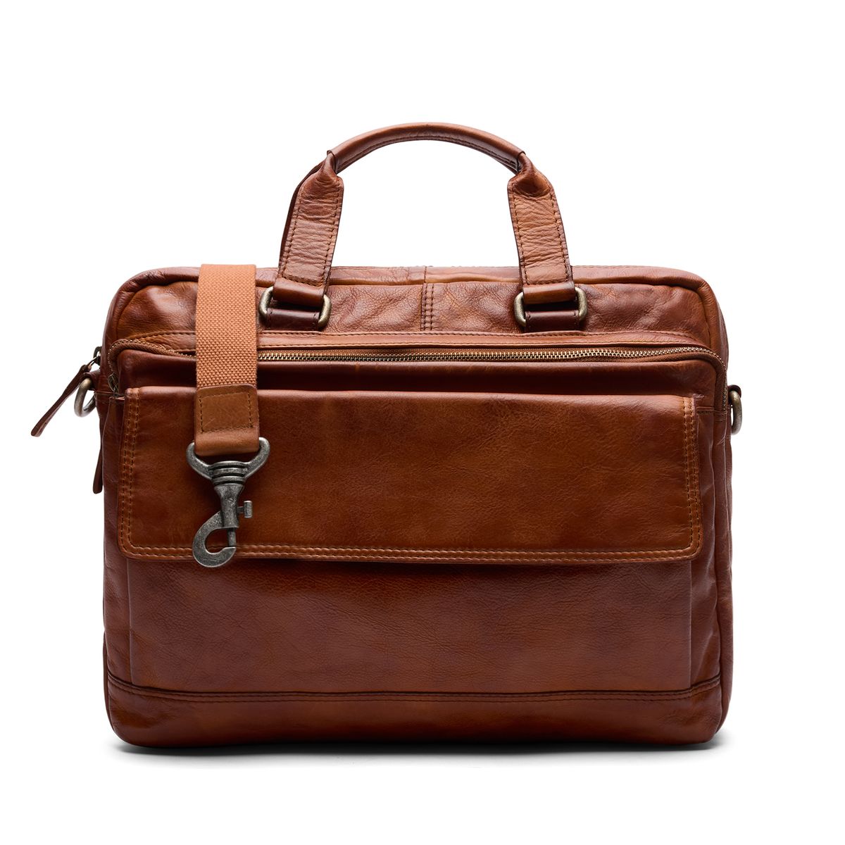 Cognac leren laptoptas 16 inch