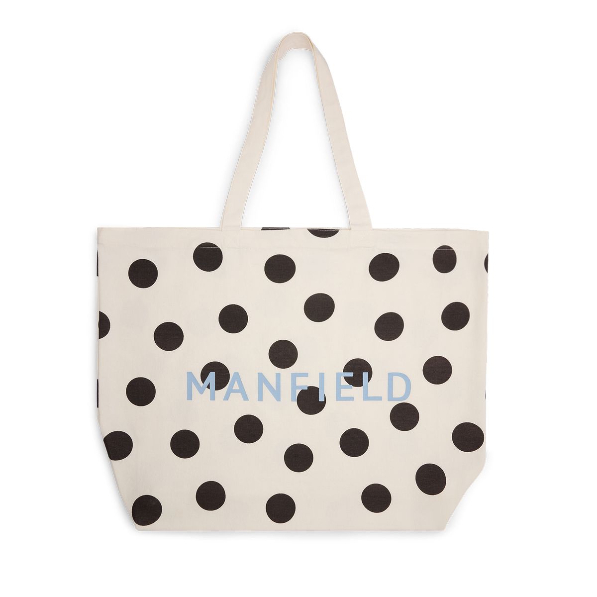 Witte canvas shopper met zwarte stippen