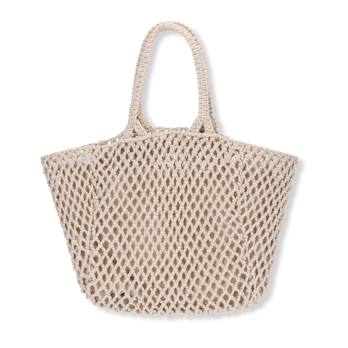 Beige gevlochten shopper