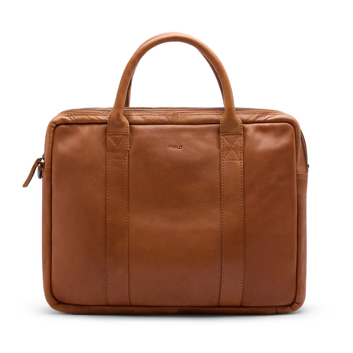 Cognac leren laptoptas
