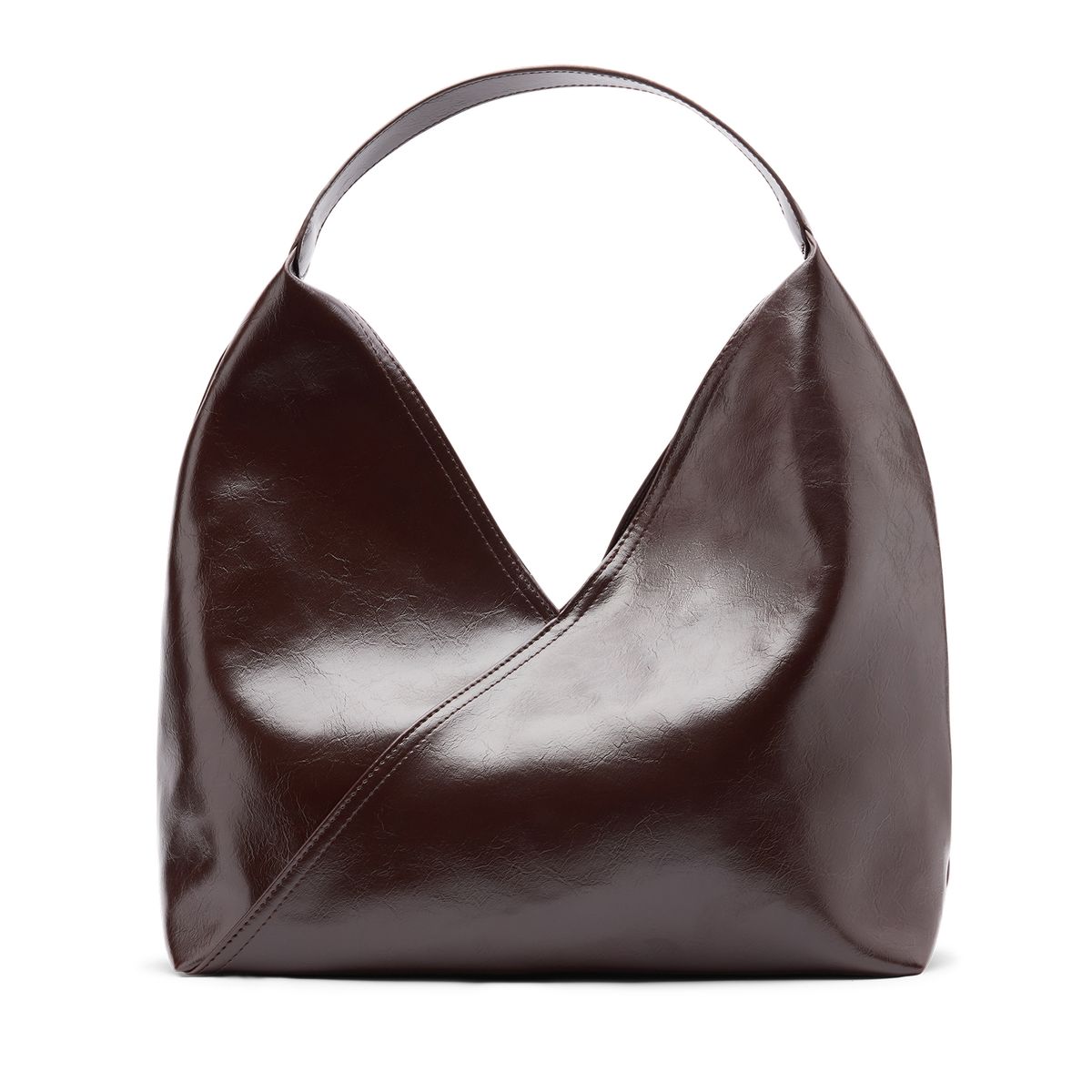 Donkerbruine lak schoudertas