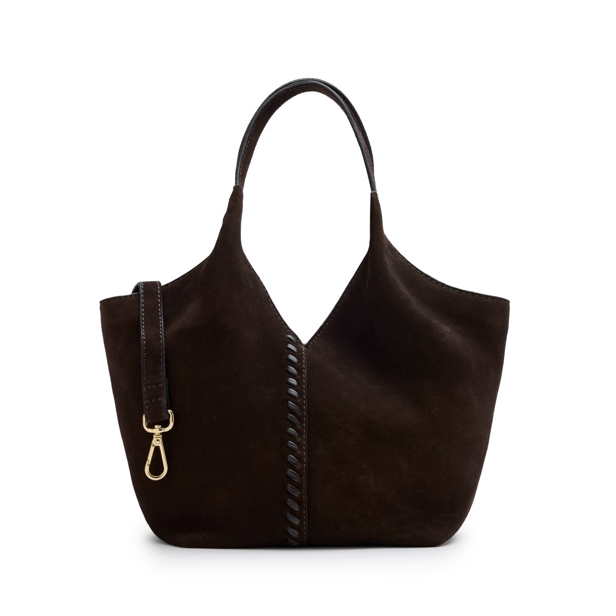 Donkerbruine suède mini shopper