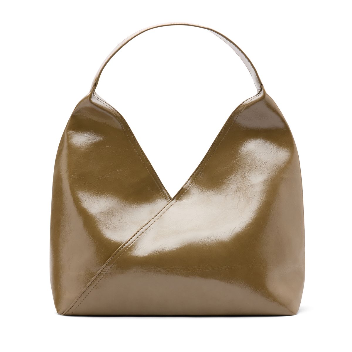 Olijfgroene lak schoudertas