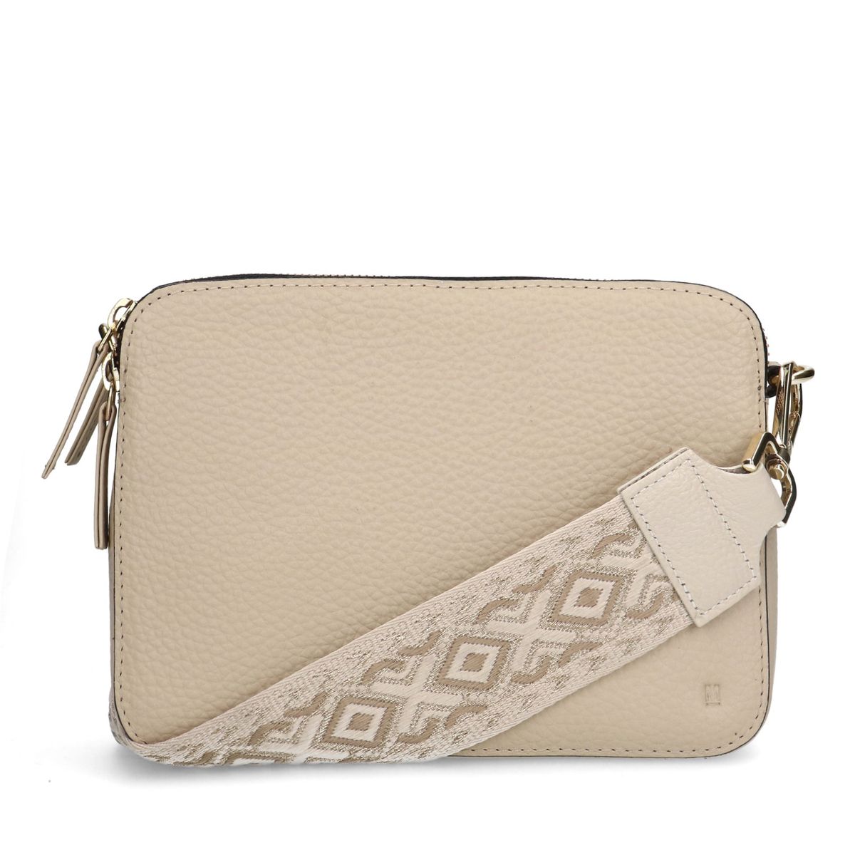 Beige schoudertas met bijpassende bagstrap