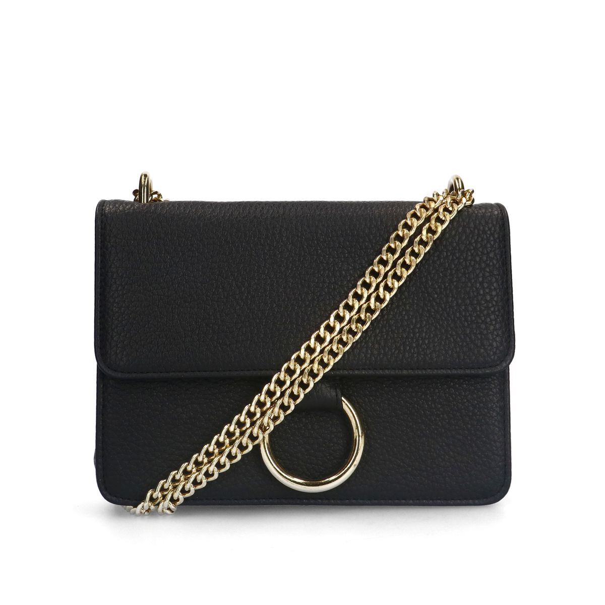 Zwart leren schoudertasje