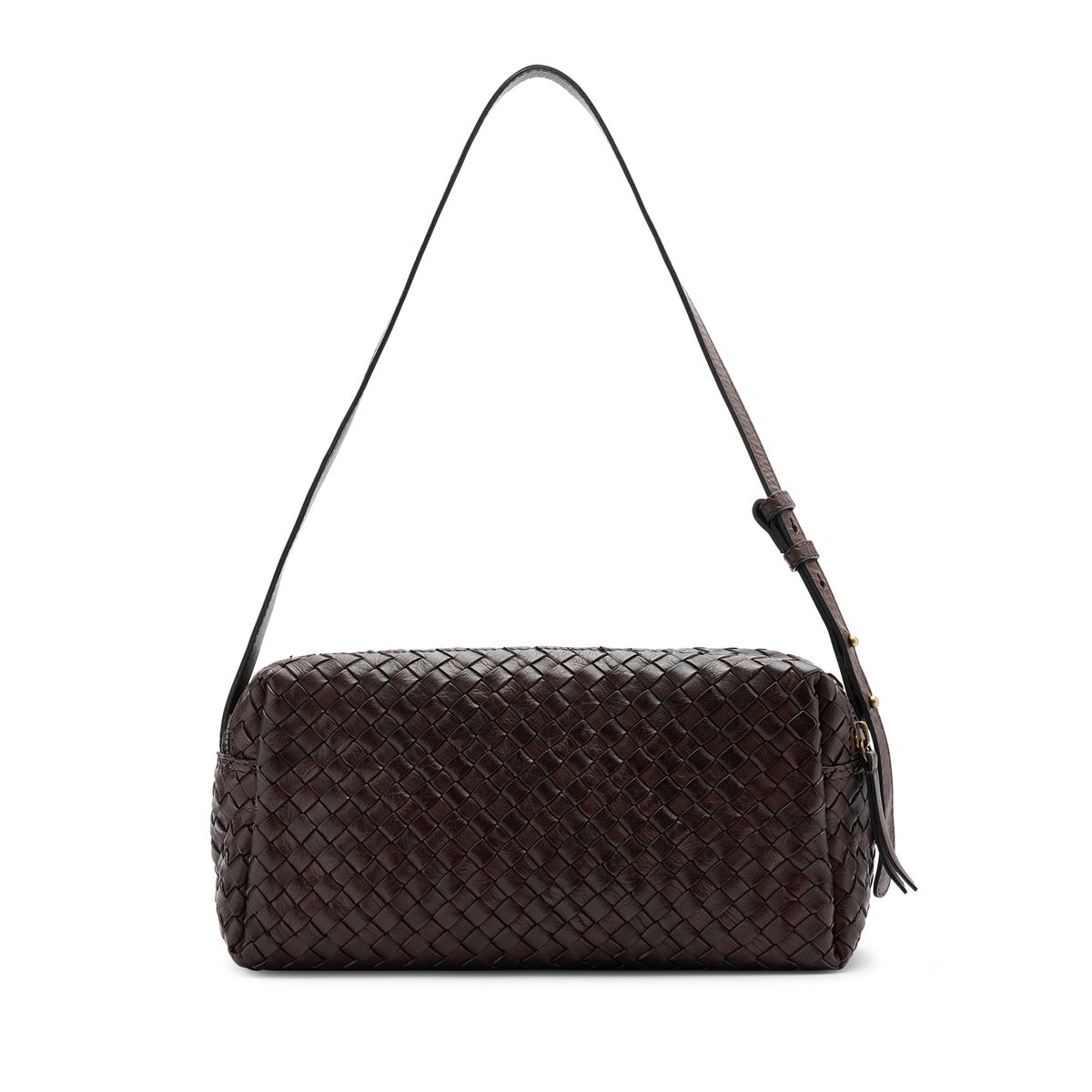 Manfield Geflochtene Braune Schultertasche Aus Leder