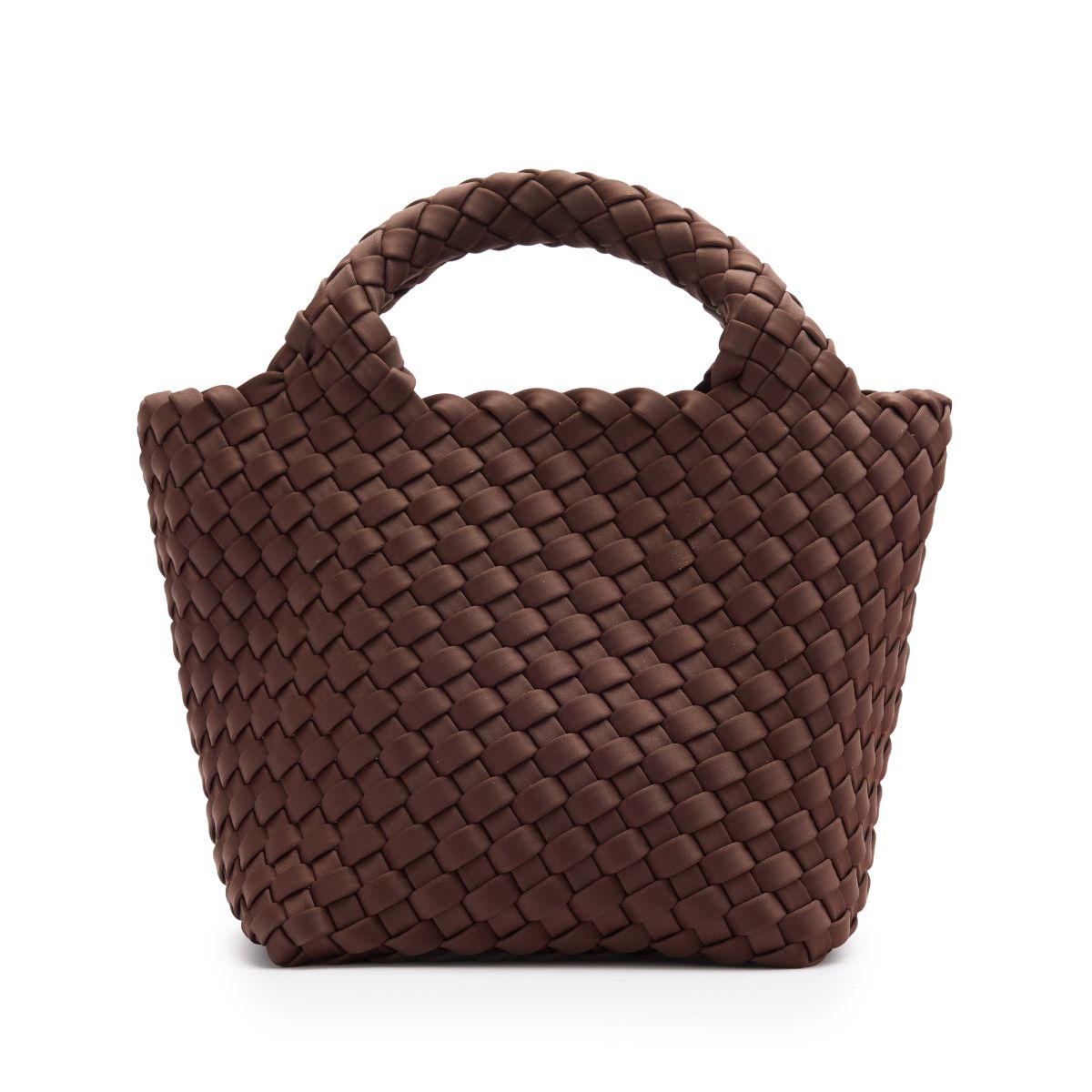 Manfield Bruine Gevlochten Mini Handtas - Maat Onesize