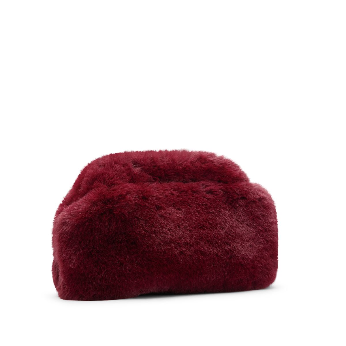 Burgundy clutch van faux fur