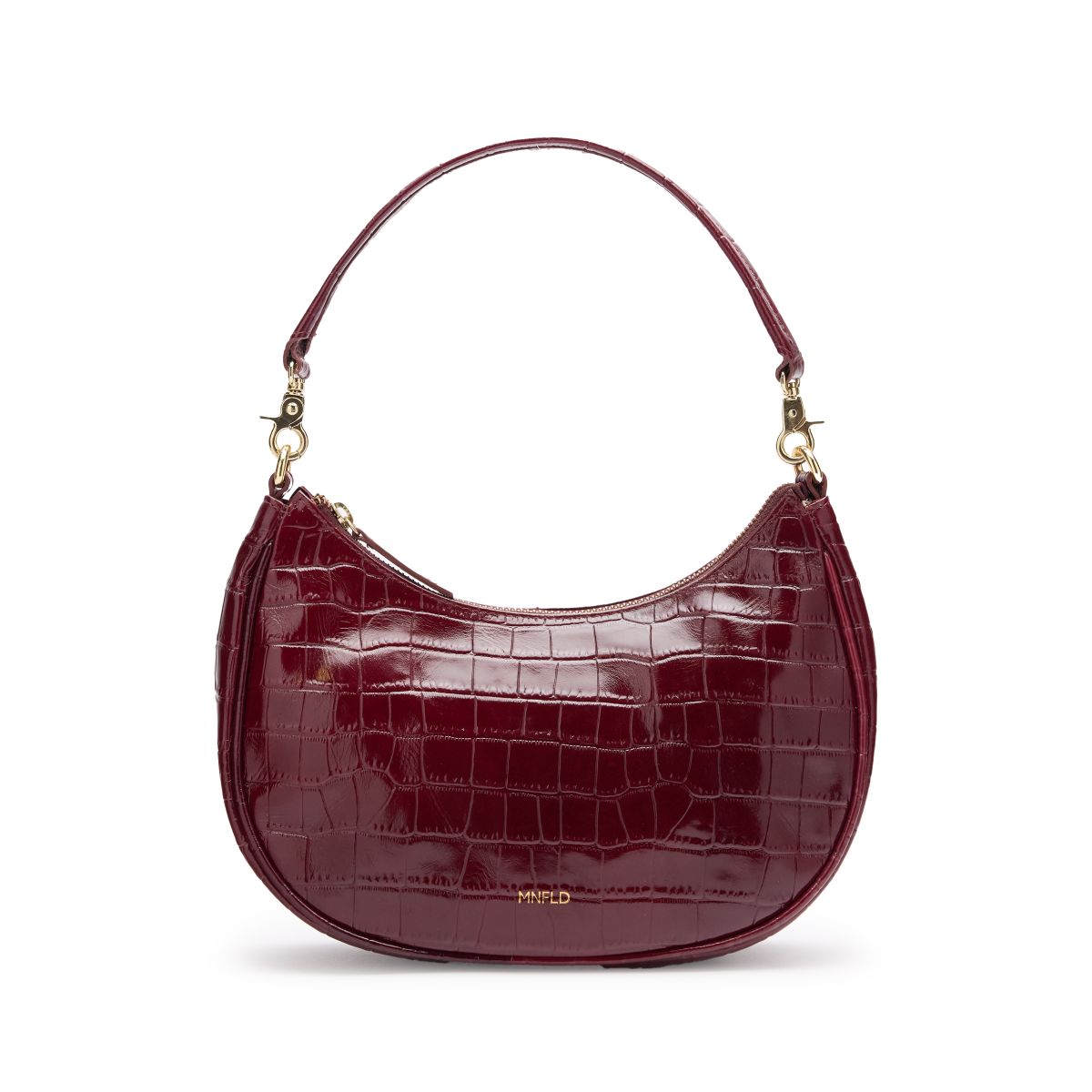 Manfield Burgundy Leren Croco Schoudertasje