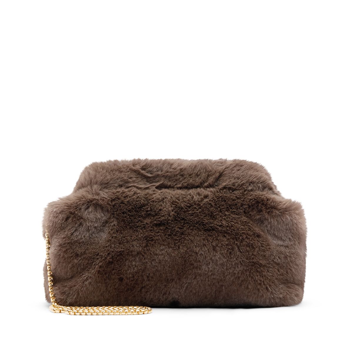 Grijze clutch van faux fur