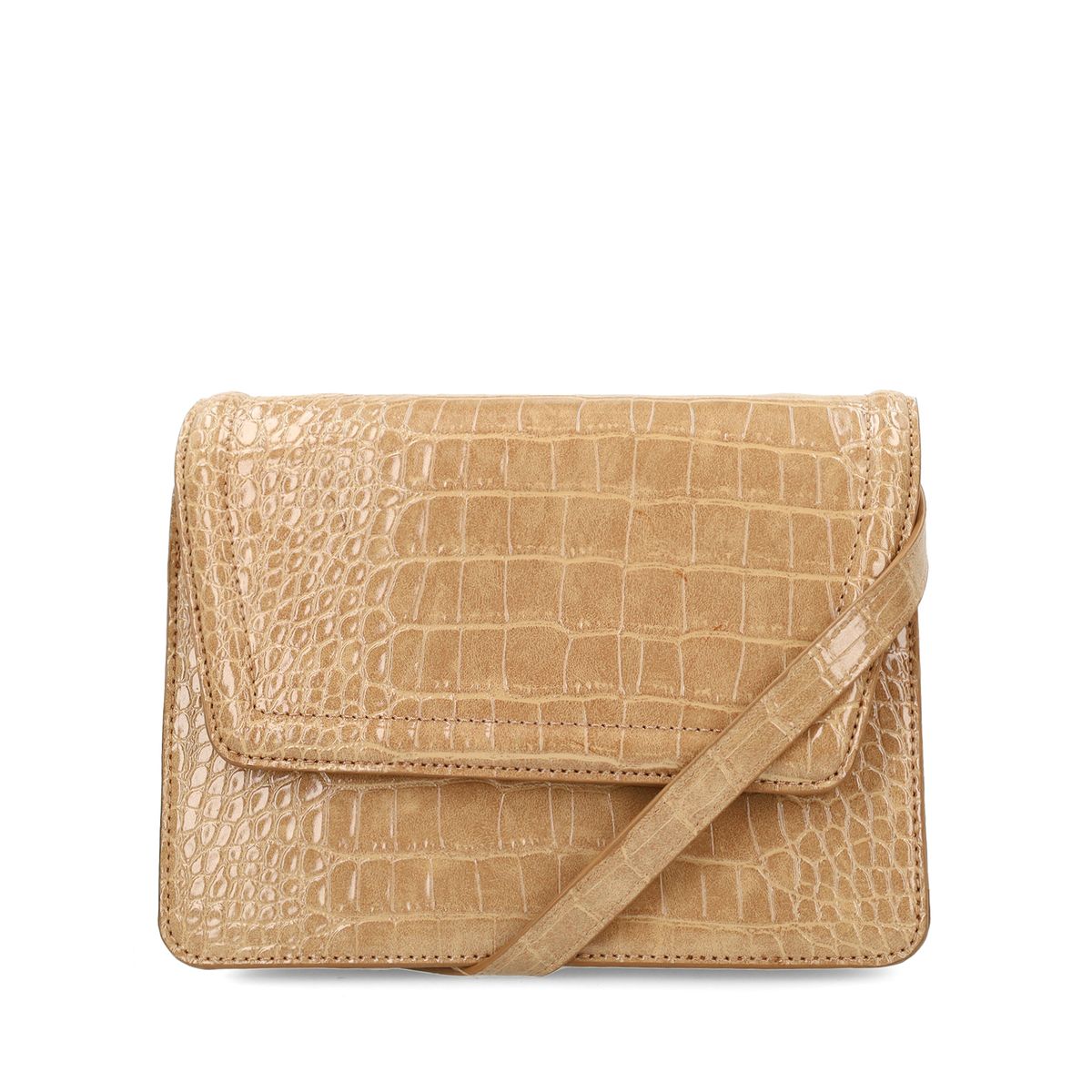 Beige croco schoudertas