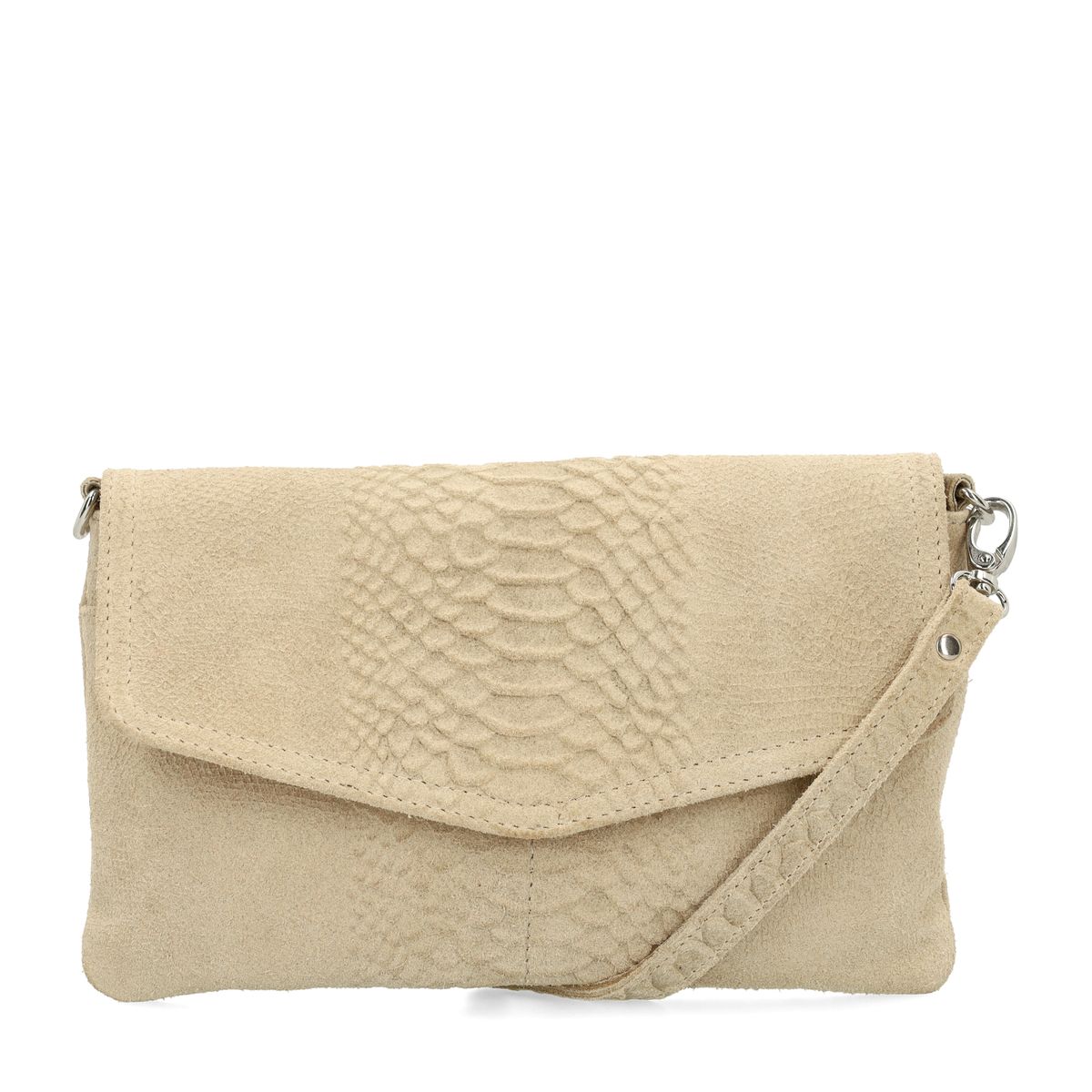 Beige suède croco clutch