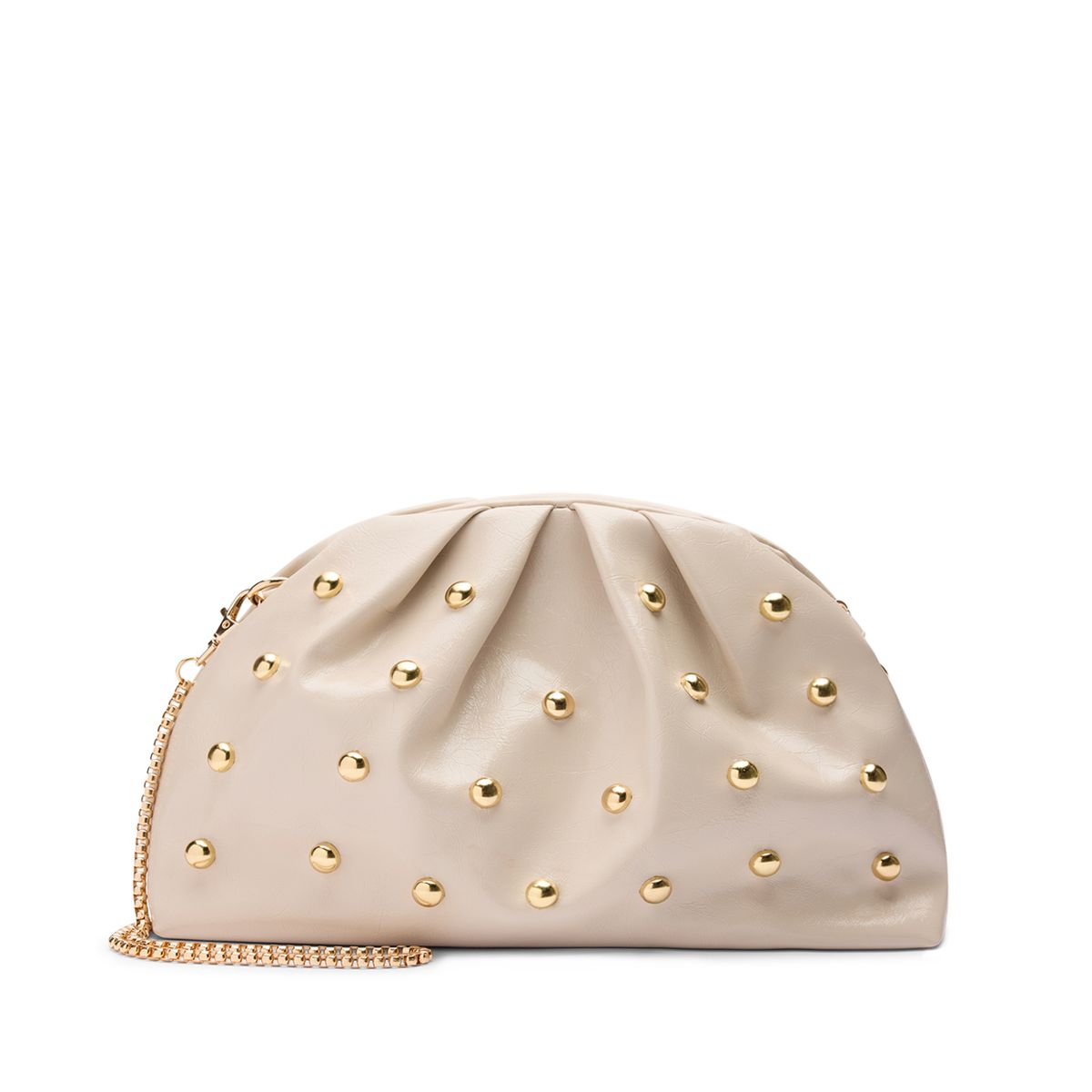 Manfield Beigefarbene Clutch Mit Nieten