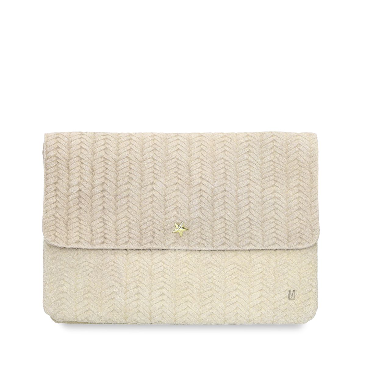 Manfield Beige Suède Clutch