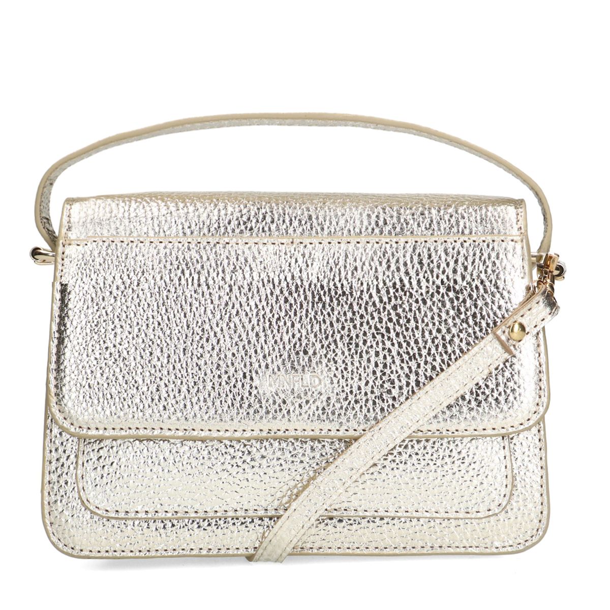 Goudkleurige leren schoudertas