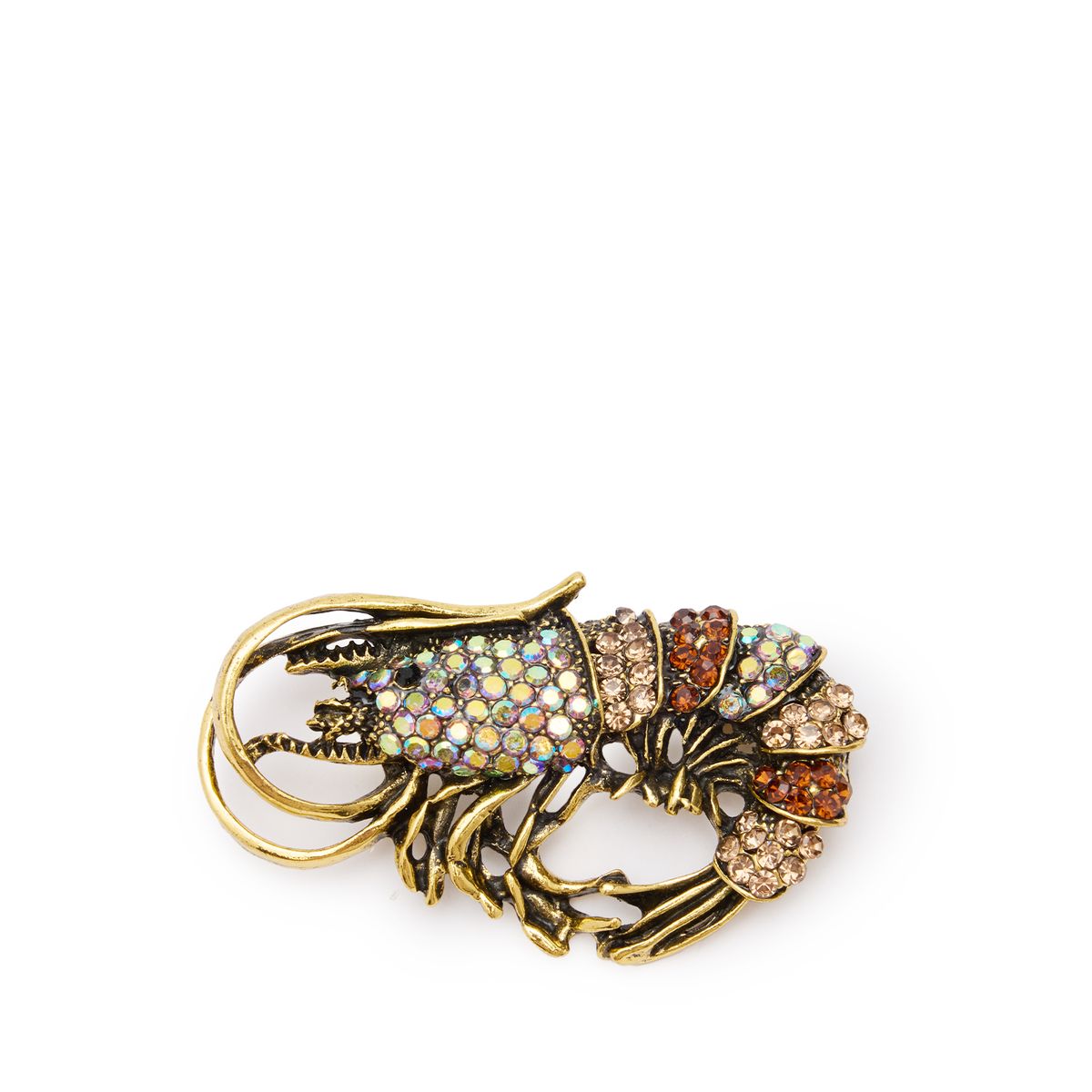 Gouden multicolor shrimp broche