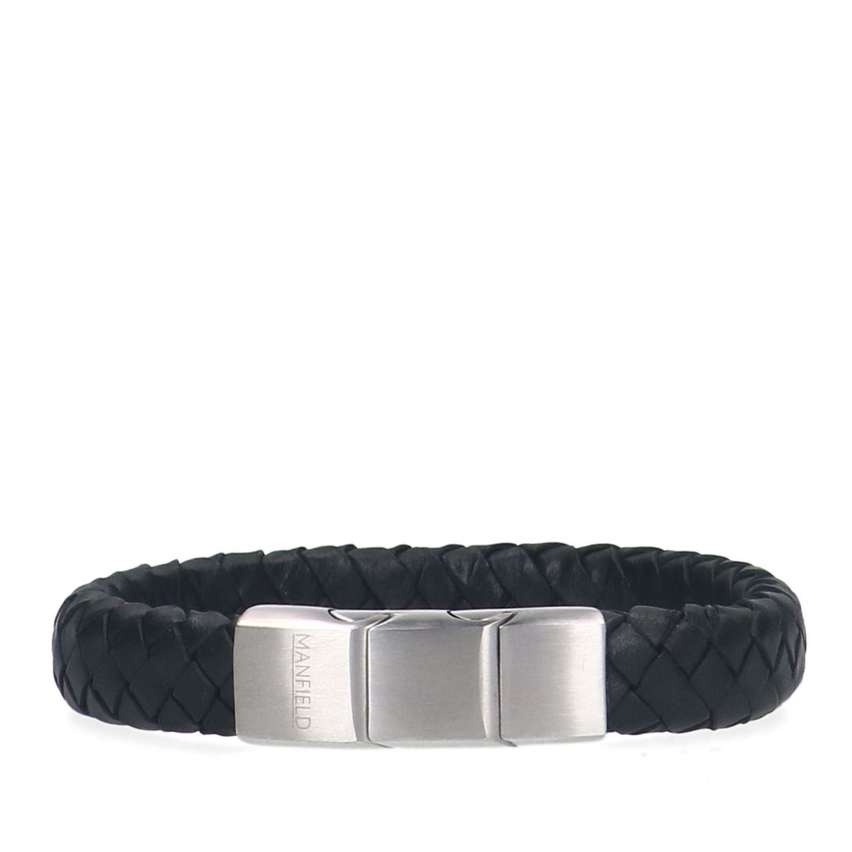 Manfield Schwarzes Lederarmband Für Herren In Flecht-Optik