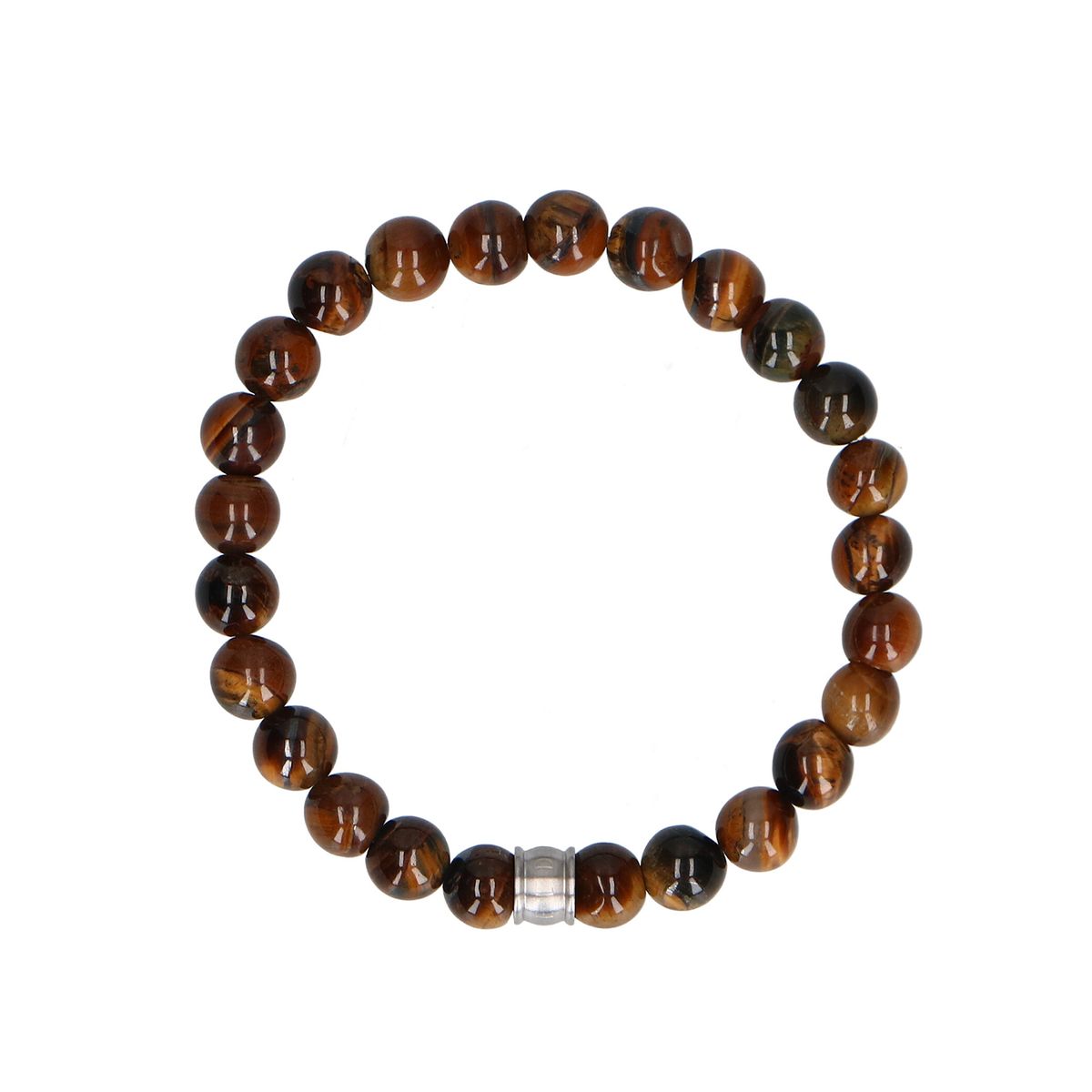 Manfield Bruine Heren Kralen Armband - Maat Onesize