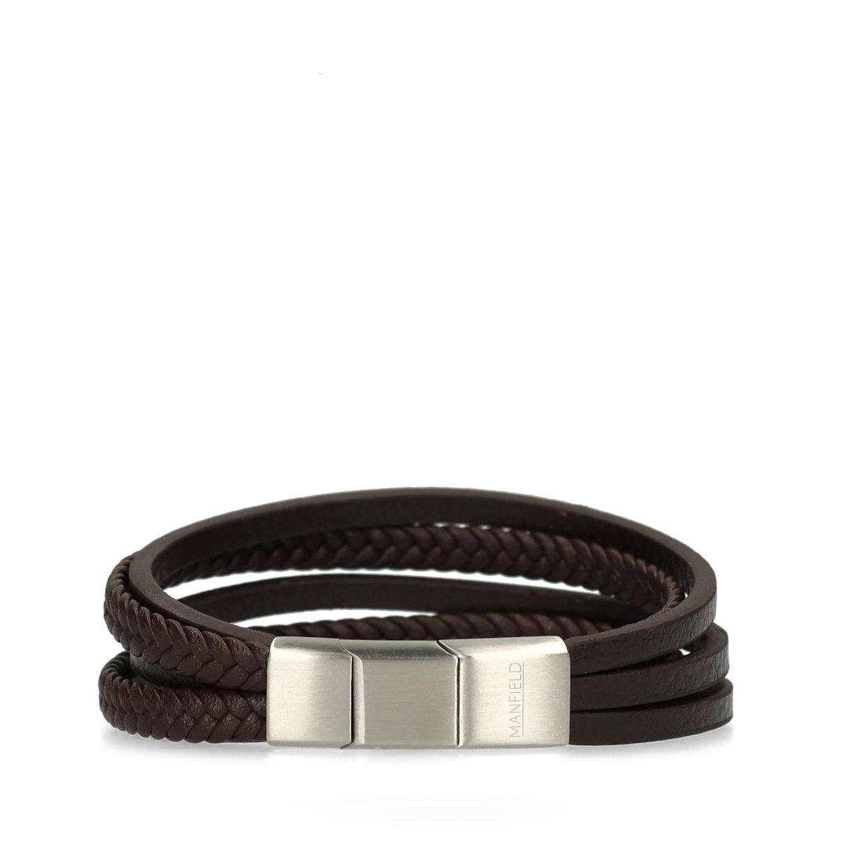 Bruine leren heren armband