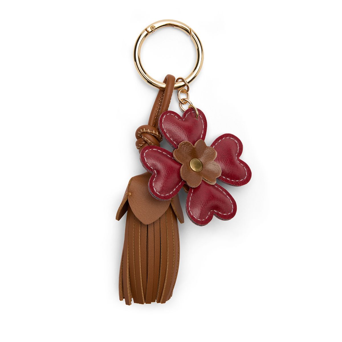 Manfield Bordeaux Rode Klavertjes Bag Charm