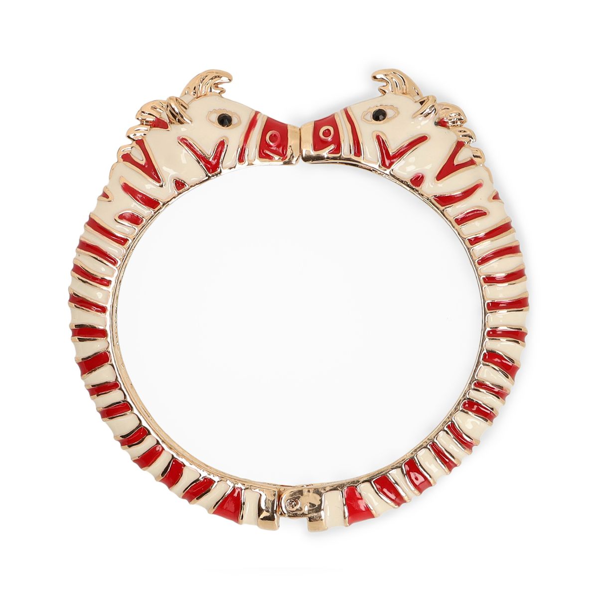 Goudkleurige zebra armband met rode details