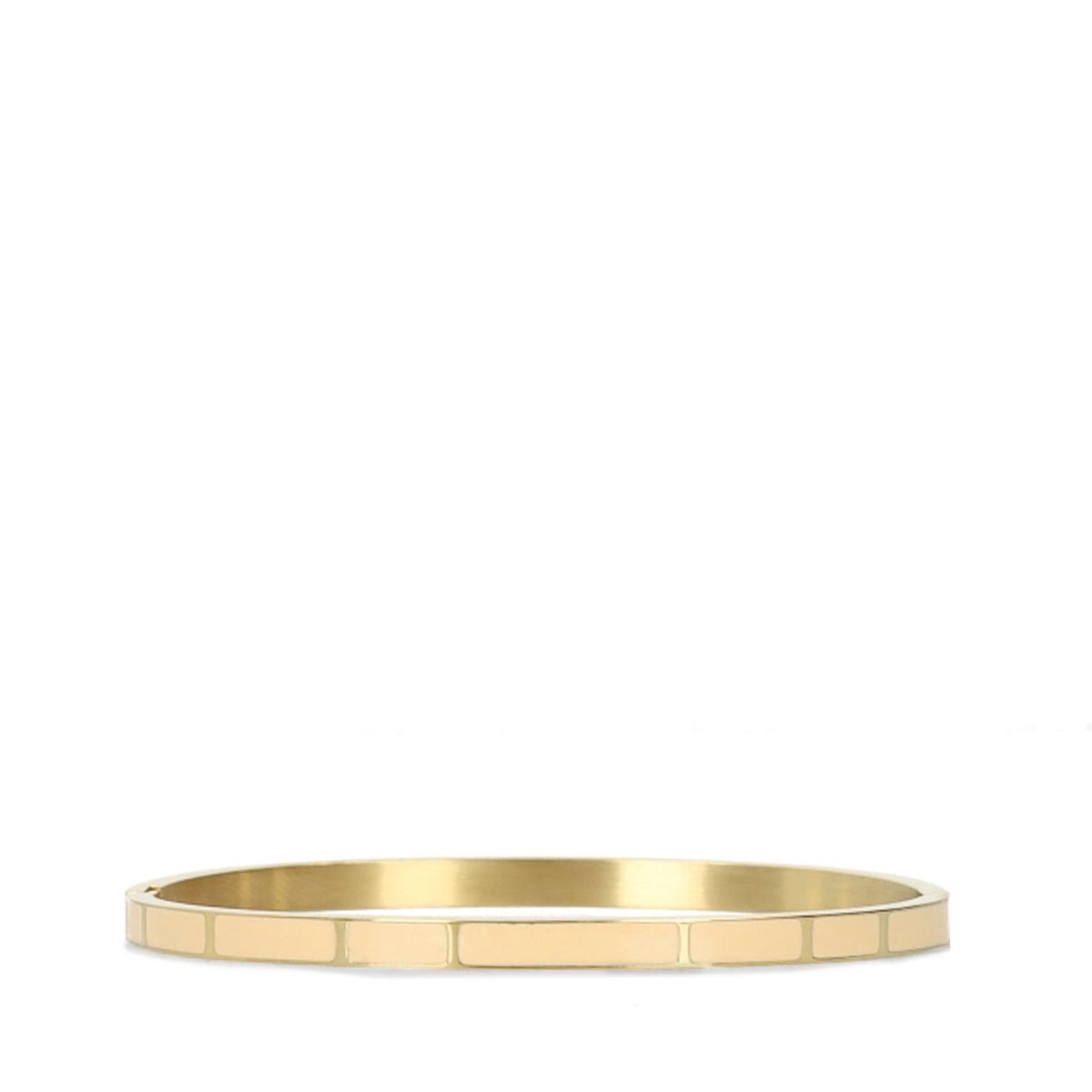 Gouden stalen armband met roze details