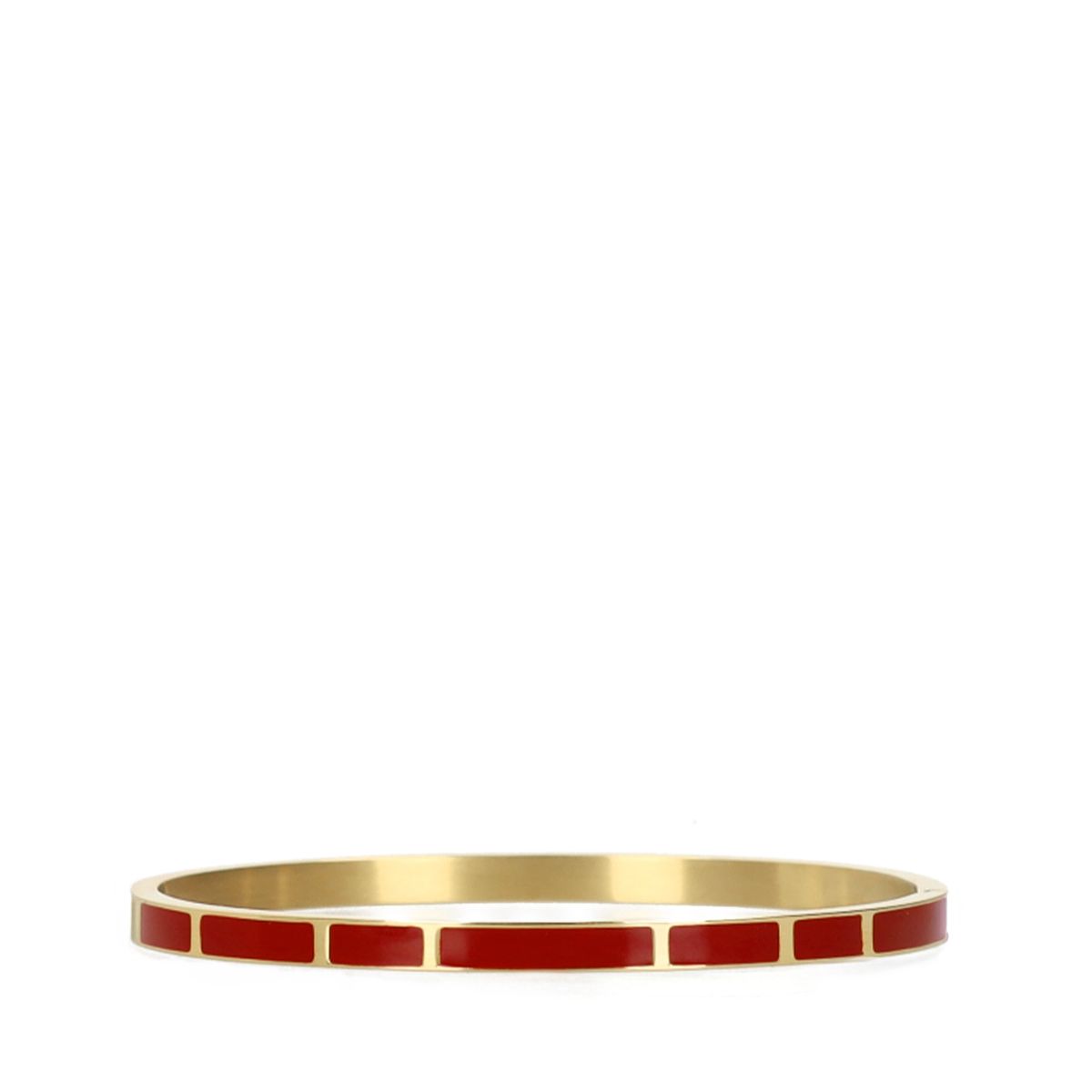 Manfield Goldfarbener Edelstahl-Armreif Mit Bordeauxroten Details