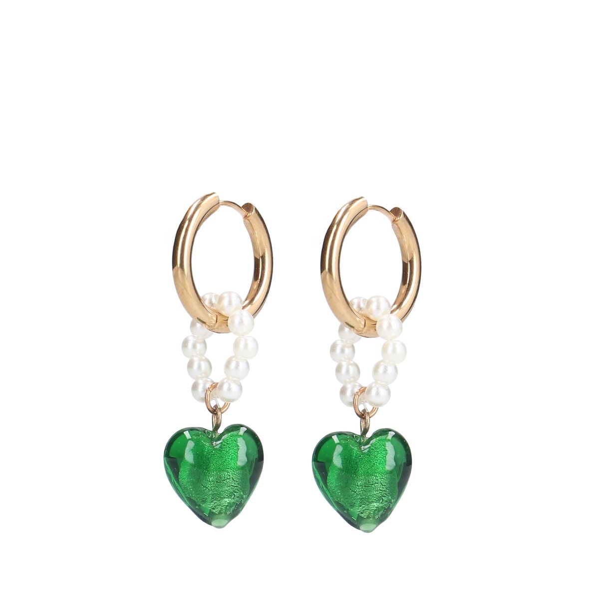 Gouden hangers met groene steentjes